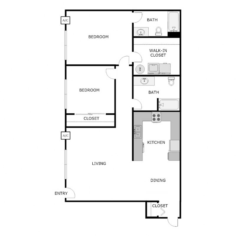 2 Bedroom 2 Bathroom - Lower