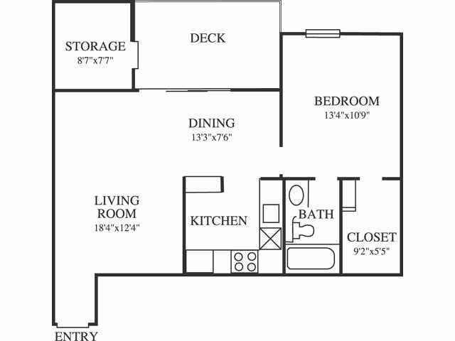 Springfield A3 Floor Plan 1 Bedroom 1 Bath Springfield A3 Floor Plan 1 Bedroom 1 Bath
