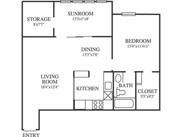 Springfield A4 Floor Plan 1 Bedroom 1 Bath Springfield A4 Floor Plan 1 Bedroom 1 Bath