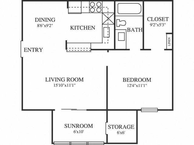 Springfield A2 Floor Plan 1 Bedroom 1 Bath Springfield A2 Floor Plan 1 Bedroom 1 Bath