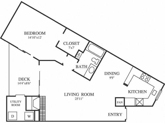 Springfield A5 Floor Plan 1 Bedroom 1 Bath Springfield A5 Floor Plan 1 Bedroom 1 Bath