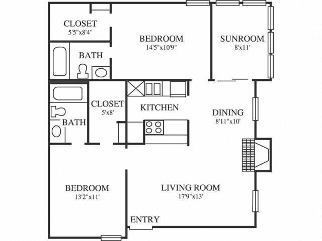 Springfield B2 Floor Plan 2 Bedroom 2 Bath Springfield B2 Floor Plan 2 Bedroom 2 Bath