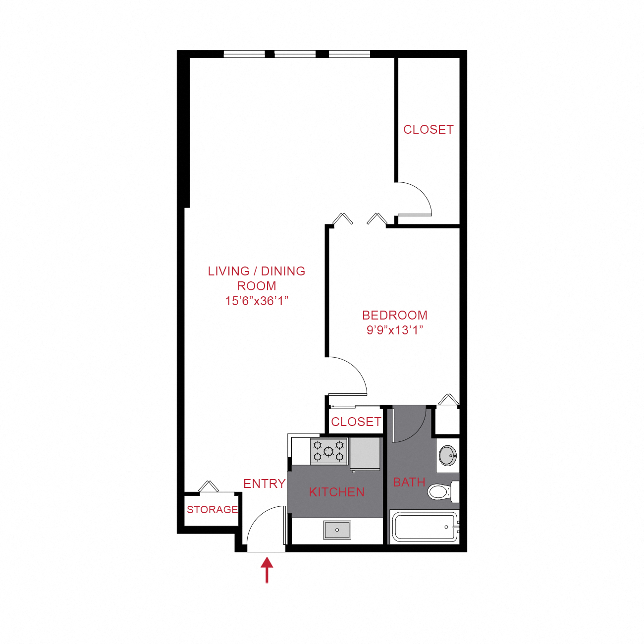 A5 - 1 Bed / 1 Bath (770 sf)