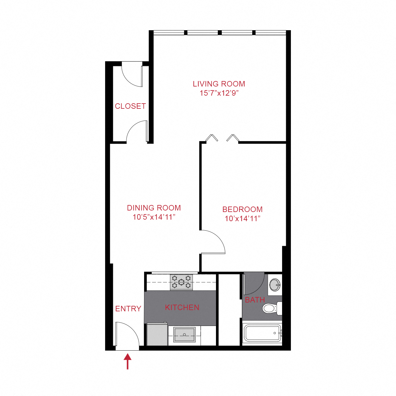 A6 - 1 Bed / 1 Bath (780 sf)