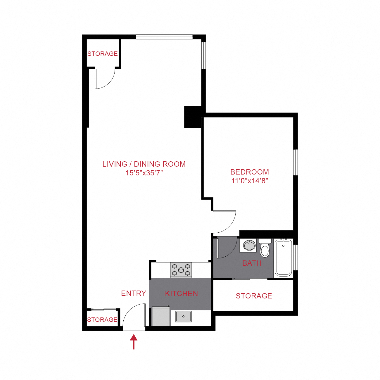 A8 - 1 Bed / 1 Bath (885 sf)