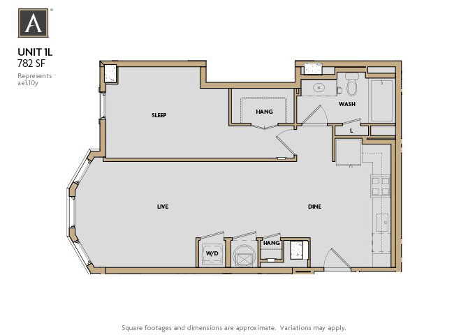 1 Bedroom O 1 Bath Floor Plan at Aertson Midtown, Nashville, 37203