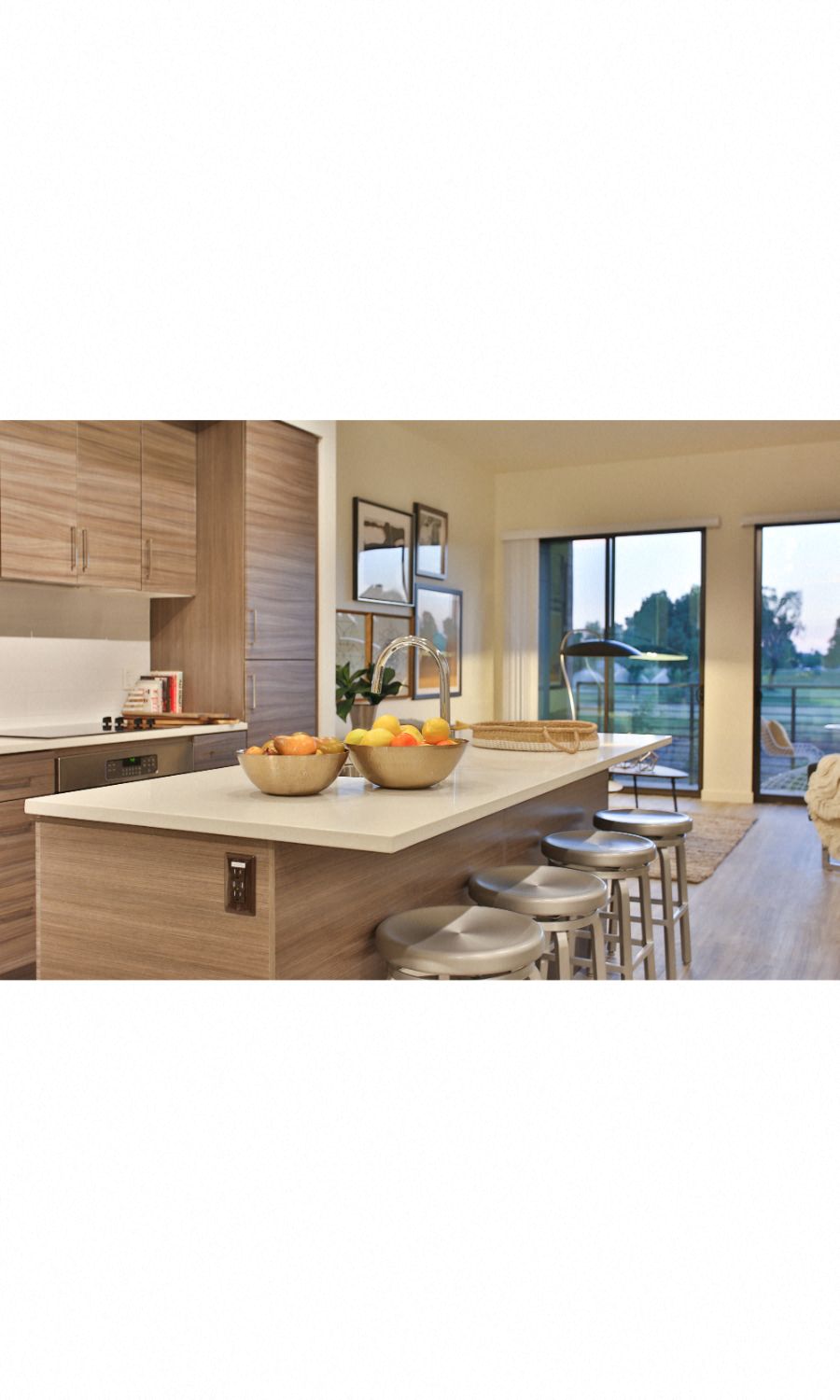 Apartments in Scottsdale AZ-Dusk Scottsdale Modern Kitchen with a Spacious Island and Plenty of Cabinet Space