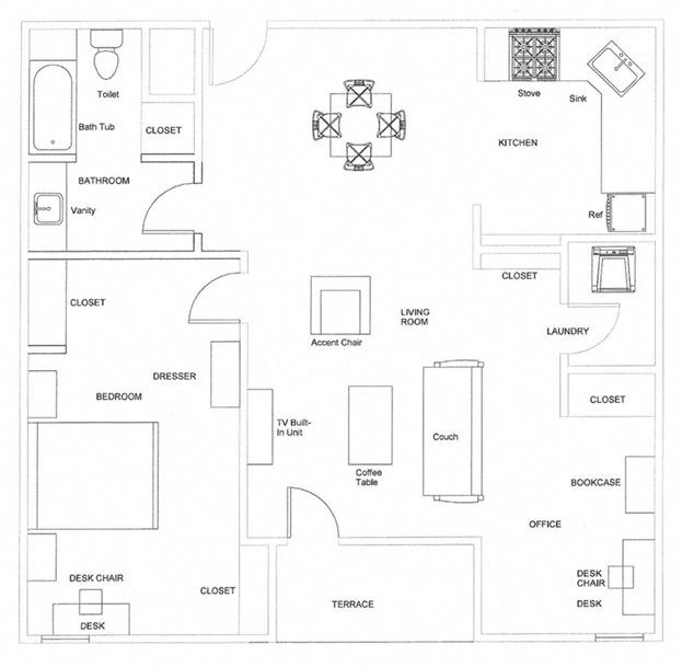A9 Suite Floor Plan 1022 Square Feet
