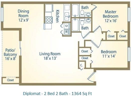 2x2 Diplomat Floor Plan 4
