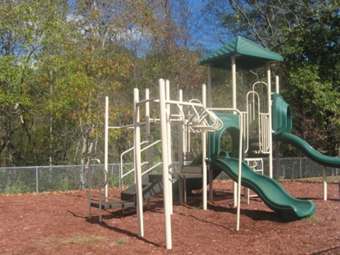 a playground with slides and a climbing frame