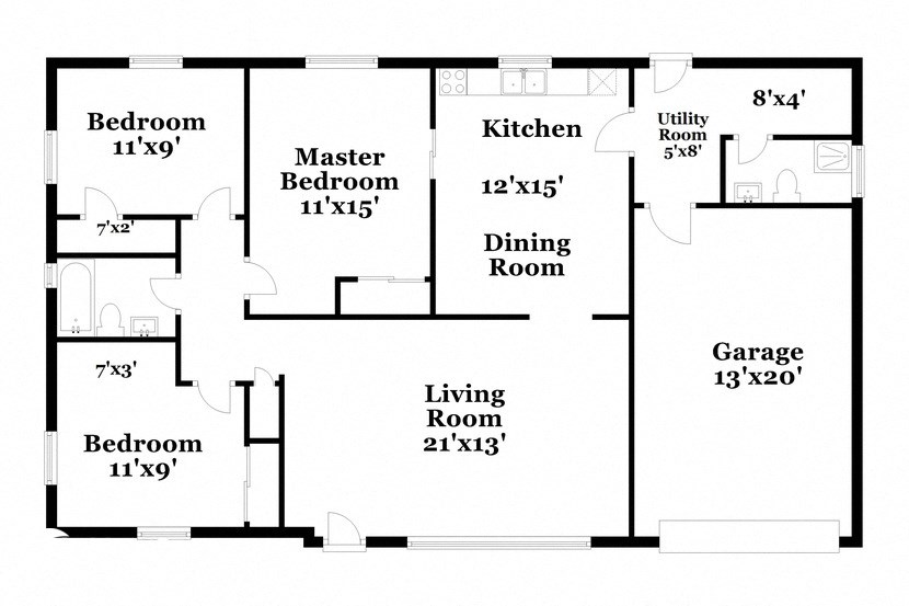a floor plan of a house with bedrooms and a living room