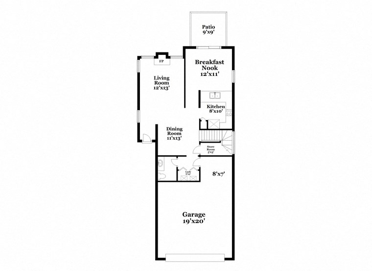 a floor plan of a house with a garage