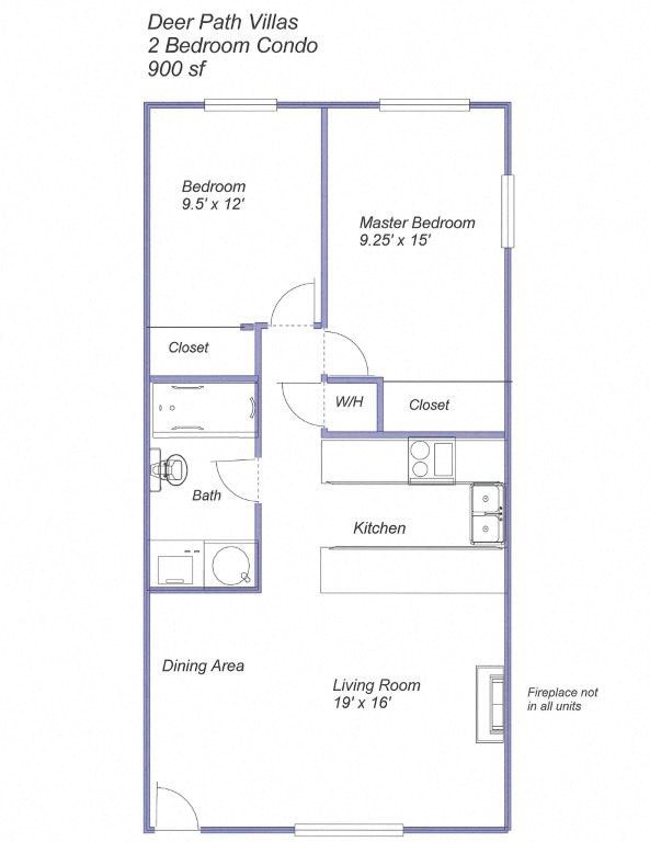 2BRM Condo Floor Plan at Deer Path LLC, Santa Rosa, CA
