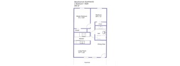 1 Bedroom Floor Plan at Meadowrock Apartments, Santa Rosa, CA, 95403