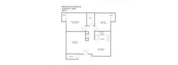 2 BRM APT Floor Plan at Meadowview Apartments, Santa Rosa, 95407
