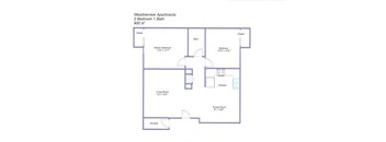 2 BRM APT Floor Plan at Meadowview Apartments, Santa Rosa, CA