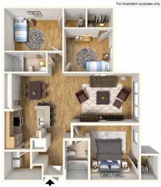 3Bedroom 2Bath 3D Furnished Floorplan_The Crossings at Cape Coral Cape Coral, FL 3Bedroom 2Bath 3D Furnished Floorplan_The Crossings at Cape Coral Cape Coral, FL