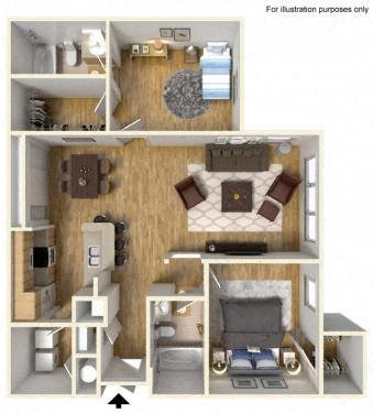 2Bedroom 2Bath 3D Furnished Floorplan_The Crossings at Cape Coral Cape Coral, FL 2Bedroom 2Bath 3D Furnished Floorplan_The Crossings at Cape Coral Cape Coral, FL
