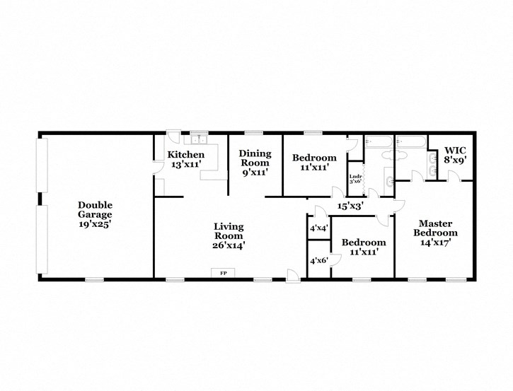 a floor plan of a house with a small kitchen and a living room