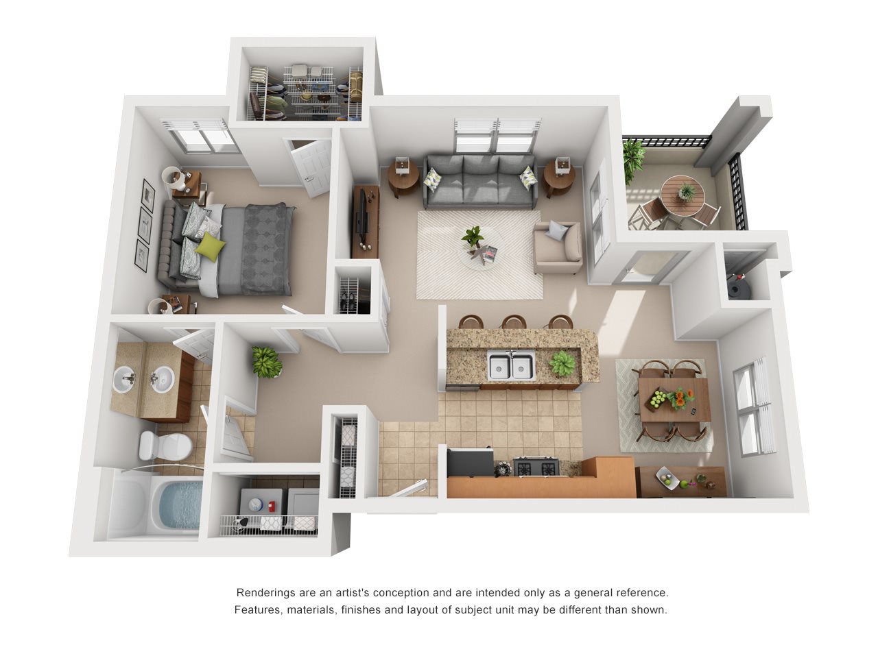 Flamingo, 767 sq. ft. 1 bed, 1 bath
