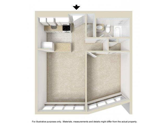 1x1 Floor Plan 1