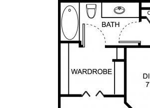 One bedroom one bathroom A1 floor plan at Center Point Apartment Homes in Indianapolis, IN