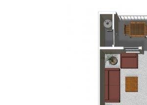 One bedroom one bathroom A2 floor plan at Cerano Apartments in Milpitas, CA