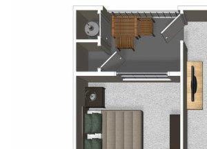 Two bedroom two bathroom B1 floor plan at Cerano Apartments in Milpitas, CA