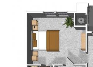 Two bedroom two bathroom B2 floor plan at Cerano Apartments in Milpitas, CA
