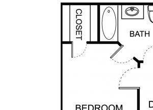 One bedroom one bathroom A2 floorplan at The Residence at White River Apartments in Indianapolis, IN