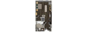 Studio apartment A0 floorplan at Venue Apartments in San Jose, CA