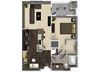 1 bedroom 1 bathroom apartment A2 floorplan at Venue Apartments in San Jose, CA