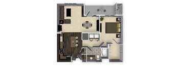 1 bedroom 1 bathroom apartment A3L floorplan at Venue Apartments in San Jose, CA