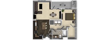1 bedroom 1 bathroom apartment A3 floorplan at Venue Apartments in San Jose, CA