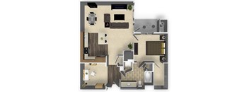 1 bedroom 1 bathroom apartment A4 floorplan at Venue Apartments in San Jose, CA