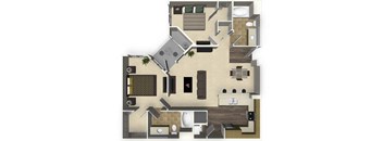 2 bedroom 2 bathroom apartment B1 floorplan at Venue Apartments in San Jose, CA