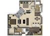 2 bedroom 2 bathroom apartment B1 floorplan at Venue Apartments in San Jose, CA