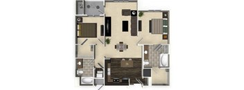 2 bedroom 2 bathroom apartment B2L floorplan at Venue Apartments in San Jose, CA