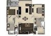 2 bedroom 2 bathroom apartment B2L floorplan at Venue Apartments in San Jose, CA
