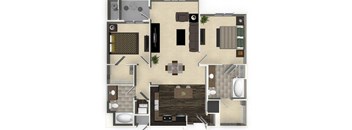 2 bedroom 2 bathroom apartment B2 floorplan at Venue Apartments in San Jose, CA
