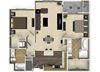 2 bedroom 2 bathroom apartment B3 floorplan at Venue Apartments in San Jose, CA