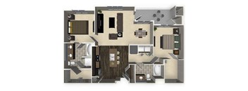 2 bedroom 2 bathroom apartment B4L floorplan at Venue Apartments in San Jose, CA