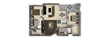 2 bedroom 2 bathroom apartment B4 floorplan at Venue Apartments in San Jose, CA
