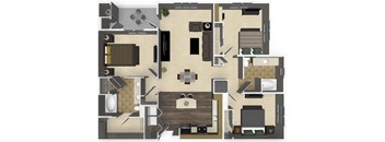 3 bedroom 2 bathroom apartment C1L floorplan at Venue Apartments in San Jose, CA