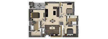 3 bedroom 2 bathroom apartment C1 floorplan at Venue Apartments in San Jose, CA