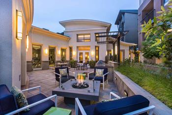 Outdoor fireplace at Venue Apartments in San Jose, CA