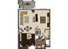 1 bedroom 1 bathroom apartment A2 floor plan at The Verdant Apartments in San Jose, CA