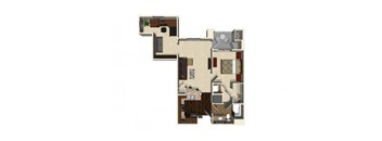 1 bedroom 1 bathroom apartment A5 floor plan at The Verdant Apartments in San Jose, CA