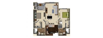 2 bedroom 2 bathroom apartment B2 floor plan at The Verdant Apartments in San Jose, CA