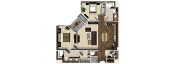 2 bedroom 2 bathroom apartment B3B floor plan at The Verdant Apartments in San Jose, CA